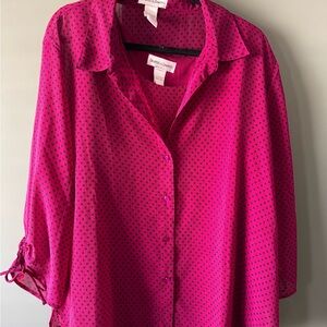 Draper & Damon’s Fuchsia Polka Dot Tank and Blouse/Jacket